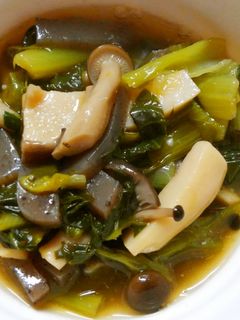 作り置き❀小松菜と きのこと蒟蒻の煮物♬-レシピのメイン写真