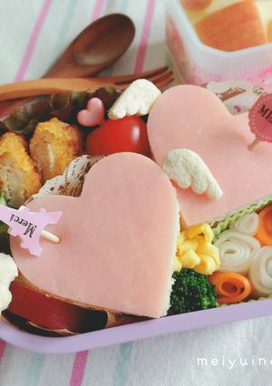 天使のハートサンド♡簡単バレンタイン弁当-レシピのメイン写真