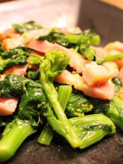 菜の花とベーコンのペペロンチーノ風炒め♪-レシピのメイン写真
