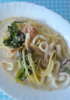 イカと明太子のクリームスープパスタ♪-レシピのメイン写真