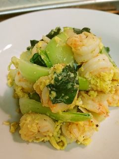 エビとチンゲン菜の卵炒め-レシピのメイン写真