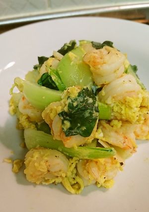 エビとチンゲン菜の卵炒め-レシピのメイン写真