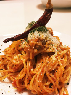 アヒージョのオイルでパスタ作ってみた。-レシピのメイン写真