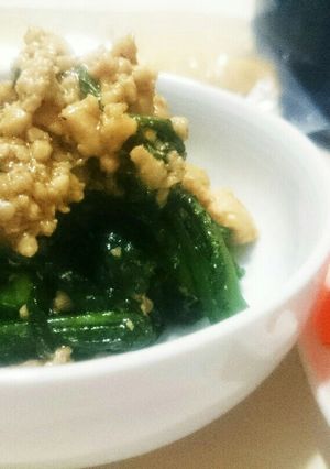 春菊の鶏すきそぼろあん：お弁当野菜おかず-レシピのメイン写真