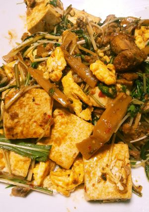鯖メンマ水菜チャンプルー-レシピのメイン写真