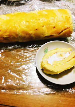 りんごとバナナのロールケーキ-レシピのメイン写真