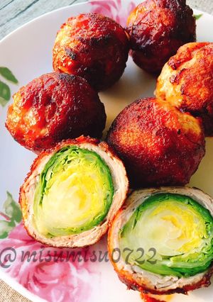 【お弁当に】コロコロ芽キャベツの肉巻き-レシピのメイン写真