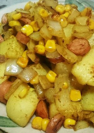 コーンとポテトのカレー炒め-レシピのメイン写真