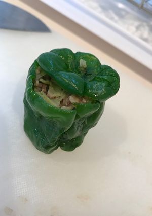 ピーマンの肉詰めをレンジで作る-レシピのメイン写真