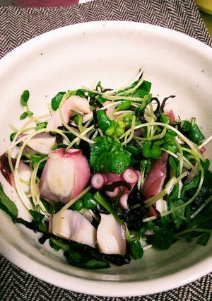 たことクレソンと貝割れ大根の塩昆布あえ-レシピのメイン写真