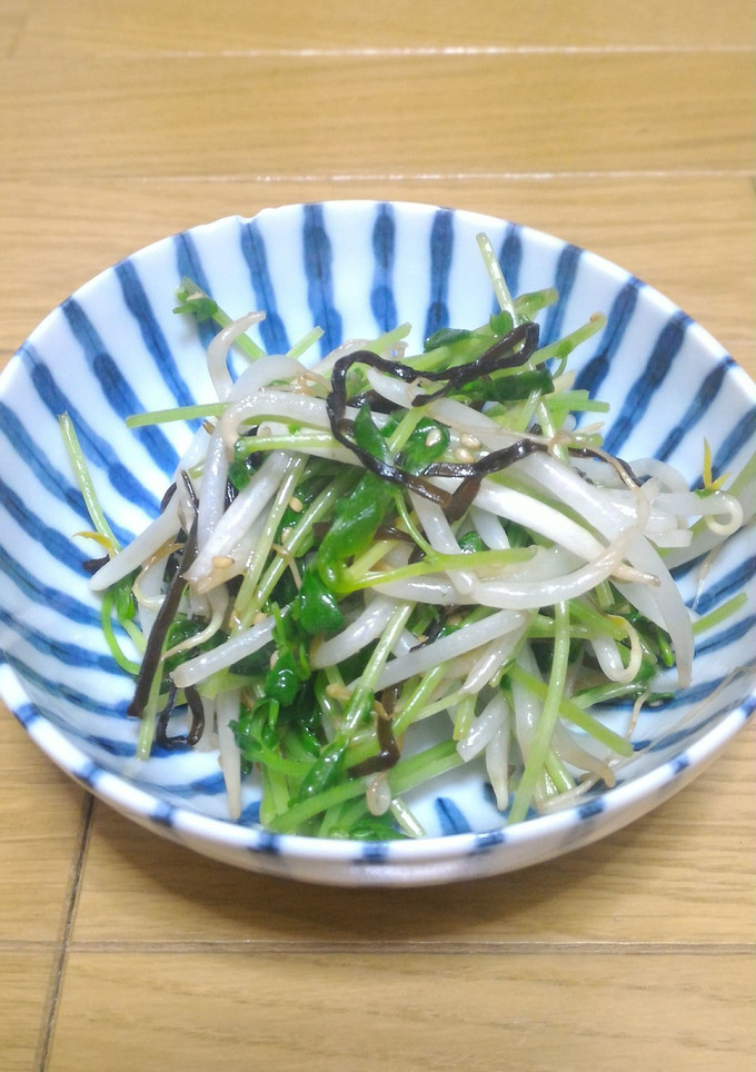 レンジで簡単！豆苗ともやしと塩昆布！-レシピのメイン写真