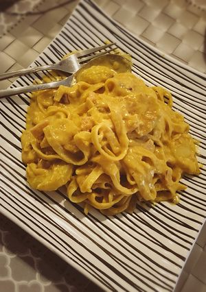 じゃがいもと余り物かぼちゃで豆乳パスタ-レシピのメイン写真