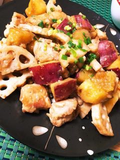 さつまいもと鶏肉の甘辛炒め♬蓮根入り♬-レシピのメイン写真
