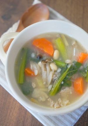 もち麦入り、色々野菜と豚肉の塩麹スープ-レシピのメイン写真