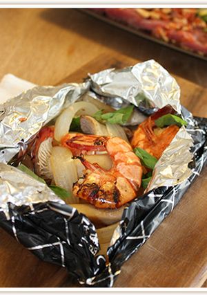 包み焼きで簡単！エビのバジル醤油焼き-レシピのメイン写真