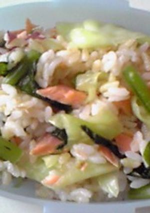 わさび野沢菜と鮭のまぜごはん-レシピのメイン写真