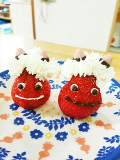 節分に♡いちごで赤鬼さんデザート♡-レシピのメイン写真