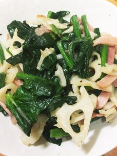 ☆ほうれん草とレンコンのバター醤油炒め☆-レシピのメイン写真