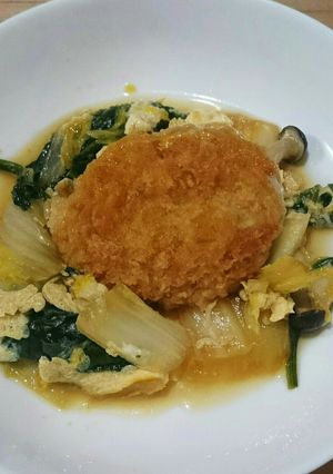 コロッケ&野菜の卵とじ-レシピのメイン写真