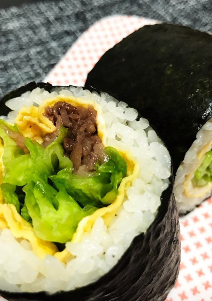 おにぎりの海苔で簡単★恵方巻き★焼肉巻き-レシピのメイン写真