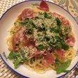 ネギとアンチョビと生ハムのパスタ