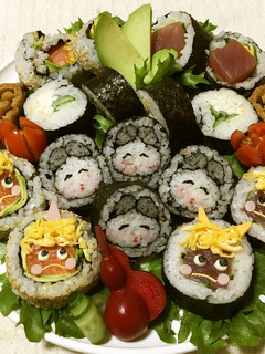節分♪簡単デコ寿司今年は少し巻いてみた-レシピのメイン写真