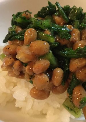 納豆と春菊のごまあえのご飯-レシピのメイン写真