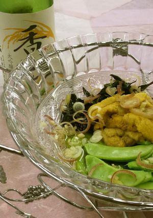 つる豆と金時草の酢の物-レシピのメイン写真
