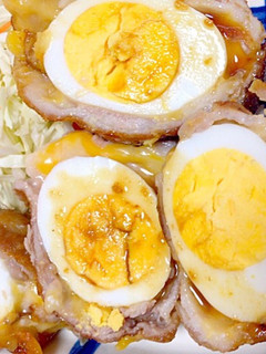 簡単な甘酢の卵豚肉巻き-レシピのメイン写真