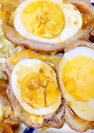 簡単な甘酢の卵豚肉巻き-レシピのメイン写真