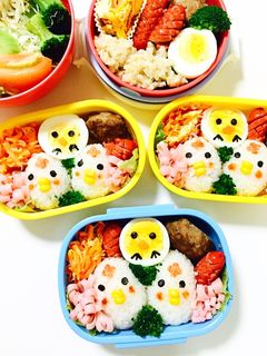 キャラ弁☆にわとり&ヒヨコで酉年弁当-レシピのメイン写真