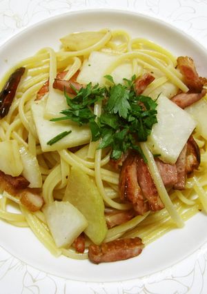 コールラビとベーコンのパスタ-レシピのメイン写真