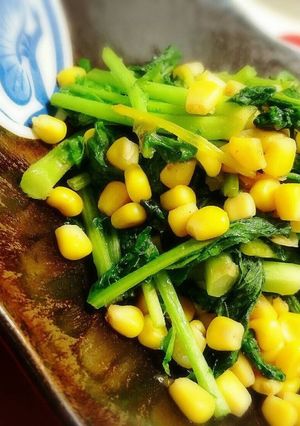 からし菜のバターコーン炒め!-レシピのメイン写真