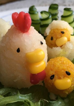 大根おろしアート＊ニワトリ親子-レシピのメイン写真