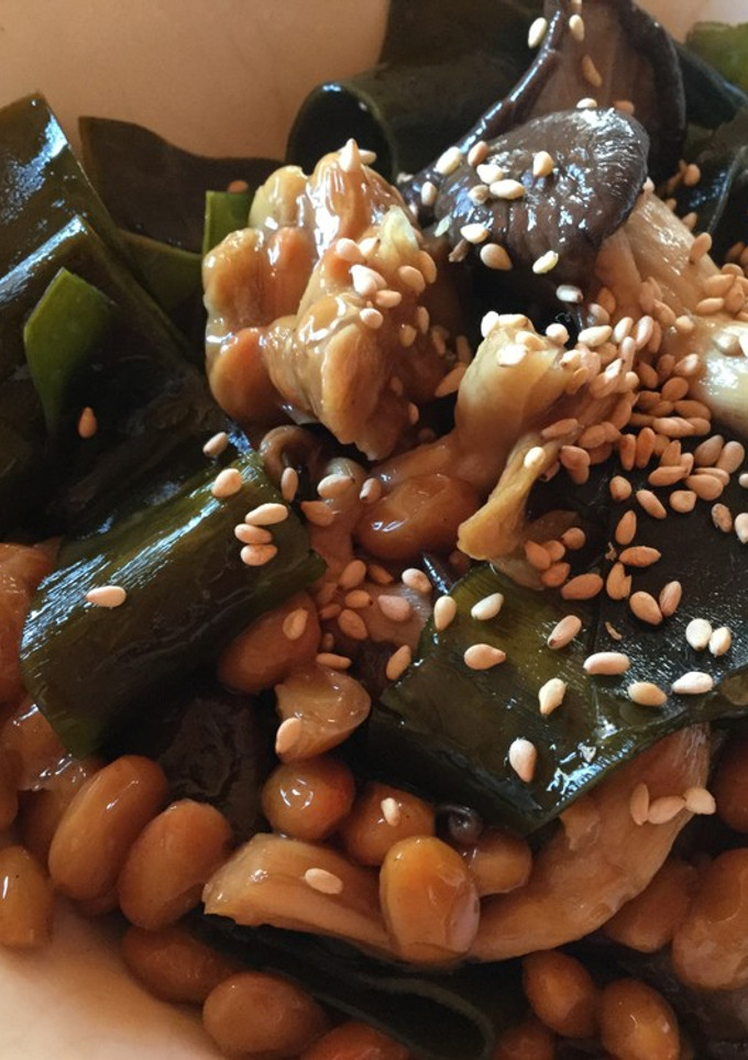 納豆とヒラタケの炒め物-レシピのメイン写真