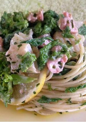 菜の花とイカのぬたパスタ-レシピのメイン写真