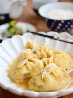 とろろ昆布ときのこの餅きんちゃく煮-レシピのメイン写真