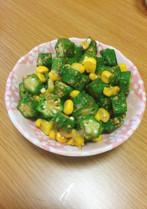 冷凍ok!簡単!オクラとコーンの胡麻和え-レシピのメイン写真