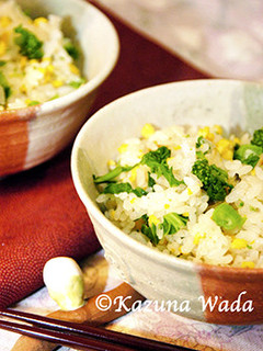 菜の花とそぼろ卵のあさりご飯-レシピのメイン写真
