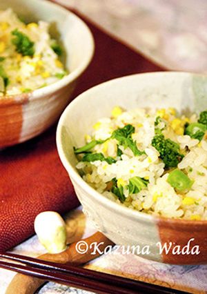 菜の花とそぼろ卵のあさりご飯-レシピのメイン写真
