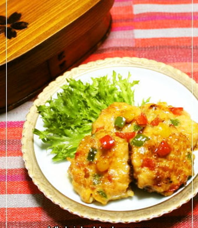 お弁当のおかず★３色パプリカの鶏バーグ-レシピのメイン写真