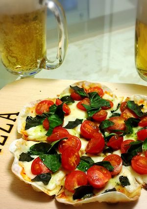 簡単！フライパンで餃子の皮のパリパリピザ-レシピのメイン写真