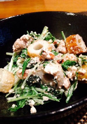 大葉が決め手！水菜と豆腐のごまマヨサラダ-レシピのメイン写真