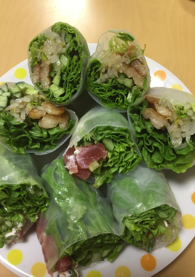 こんがり焼いた鶏皮の生春巻き(o^^o)-レシピのメイン写真
