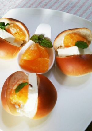 白あんパンでクリチーオレンジサンド♪-レシピのメイン写真