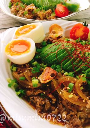 アボカドガーリック牛皿(牛丼)-レシピのメイン写真