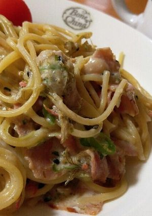 葱とベーコン、とろろ昆布のクリームパスタ-レシピのメイン写真