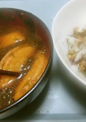 お寿司屋さんの赤だし　①青のり、平天入り-レシピのメイン写真