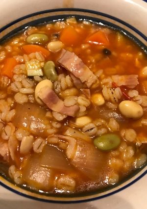 具沢山ミックス豆と押し麦のトマトスープ-レシピのメイン写真