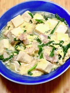 ニラと豚ばら肉と豆腐の卵とじ-レシピのメイン写真